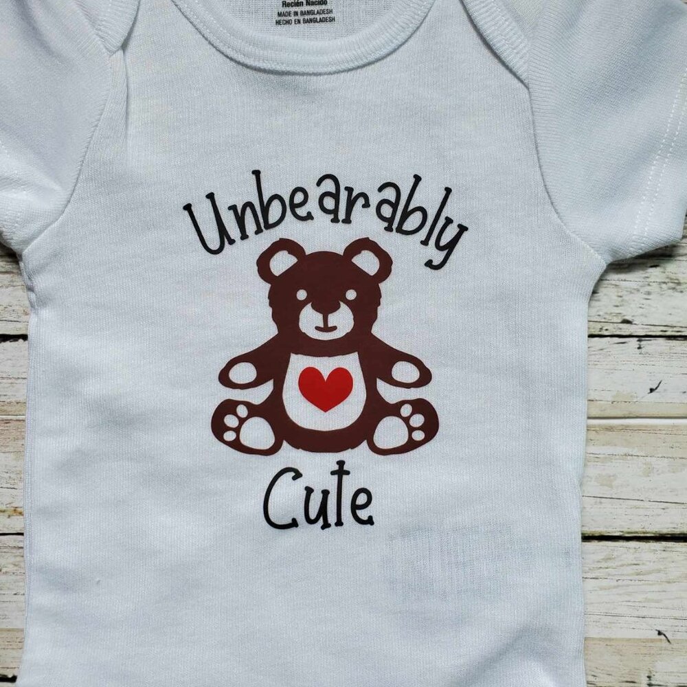 NEW Newborn Gerber "Onesie®" Brand Bodysuit, Unbearably Cute, NB, 100% Cotton